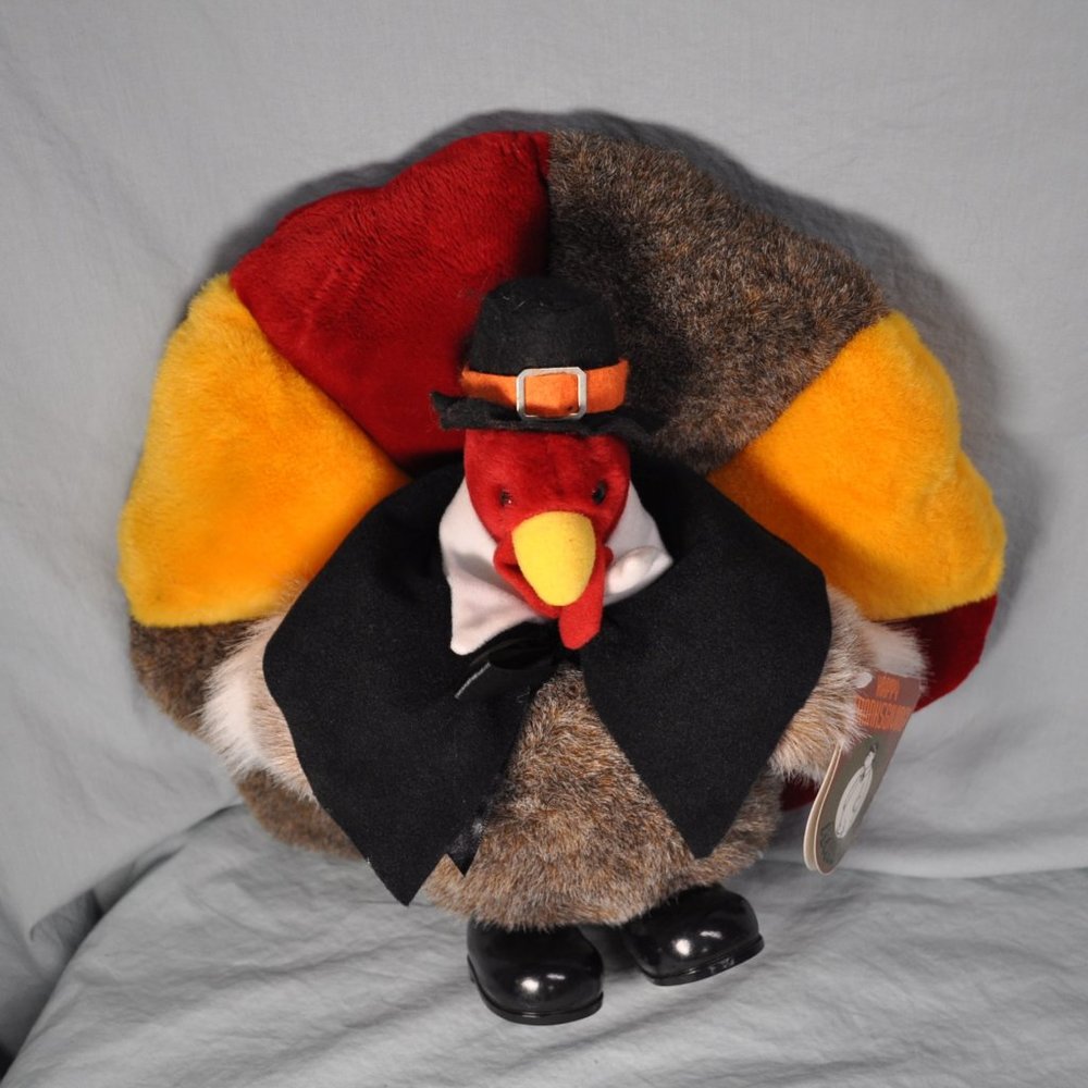 plush 1992 turkey tom pilgrim stuffed animal with tag People Pals (T84)